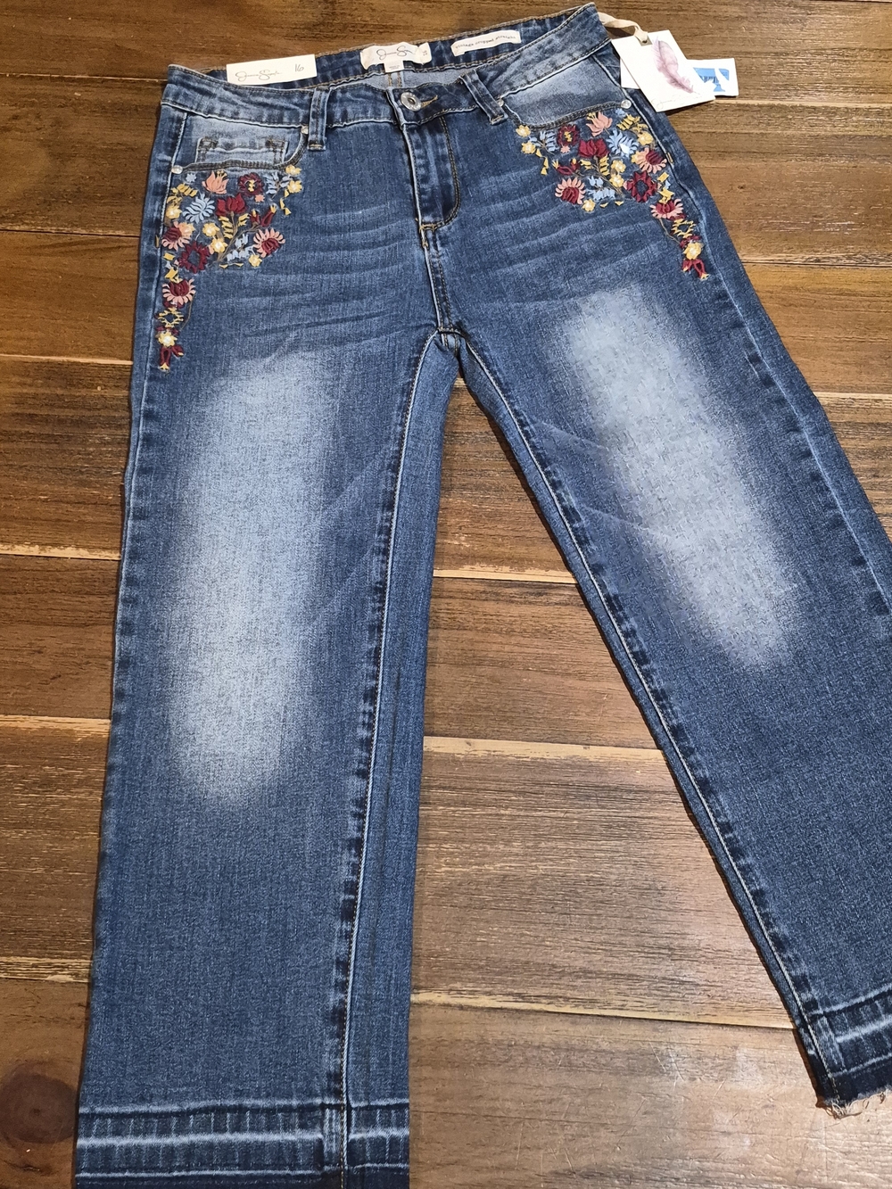 Jessica Simpson Girls Embroidered Cropped Straight Jeans Night Shade